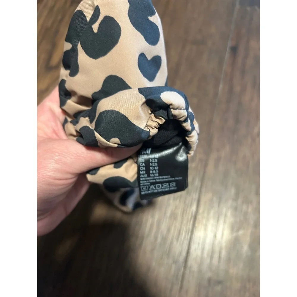 HM Baby Leopard Print Padded Booties Tan Black Animal Print Soft Sole 1-2.5 US